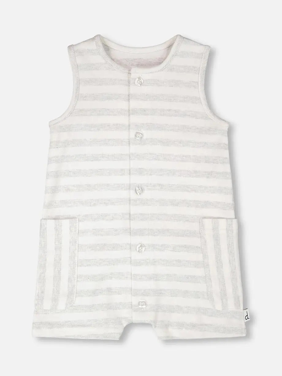 Deux par Deux Romper - Grey Stripes