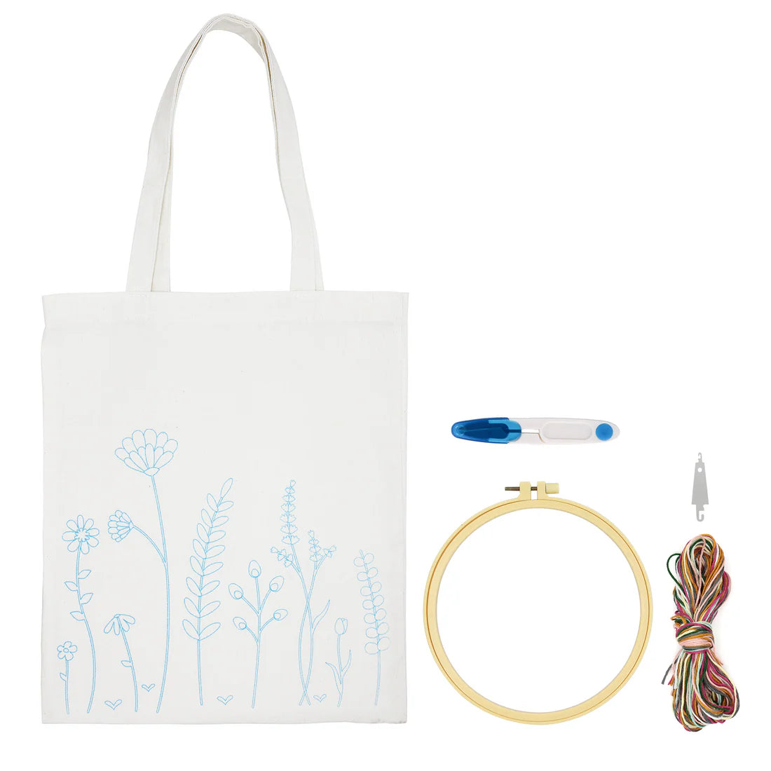 Meadow Flowers DIY Embroidery Tote Kit
