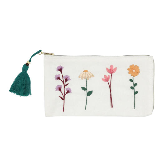 Flower Embroidery Pouch Kit