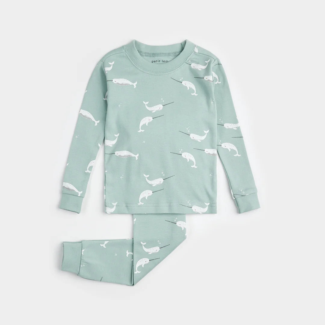 Petit Lem Organic Cotton PJs Narwhal