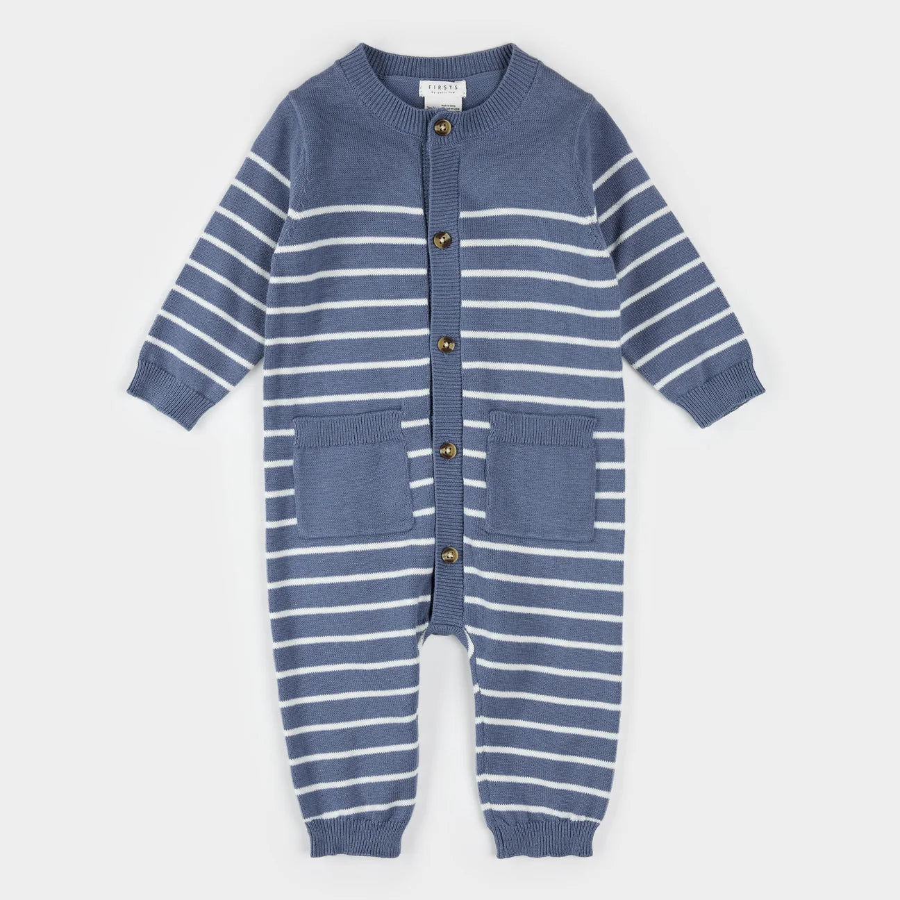 Petit Lem Baby Knit Romper - Denim Blue