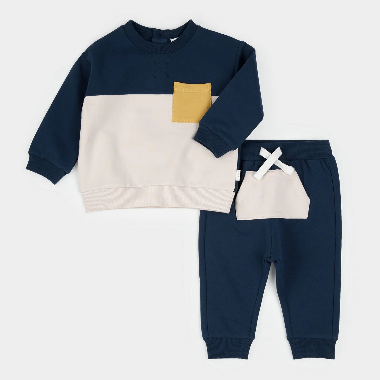 Petit Lem Baby Set - Color Block Blue