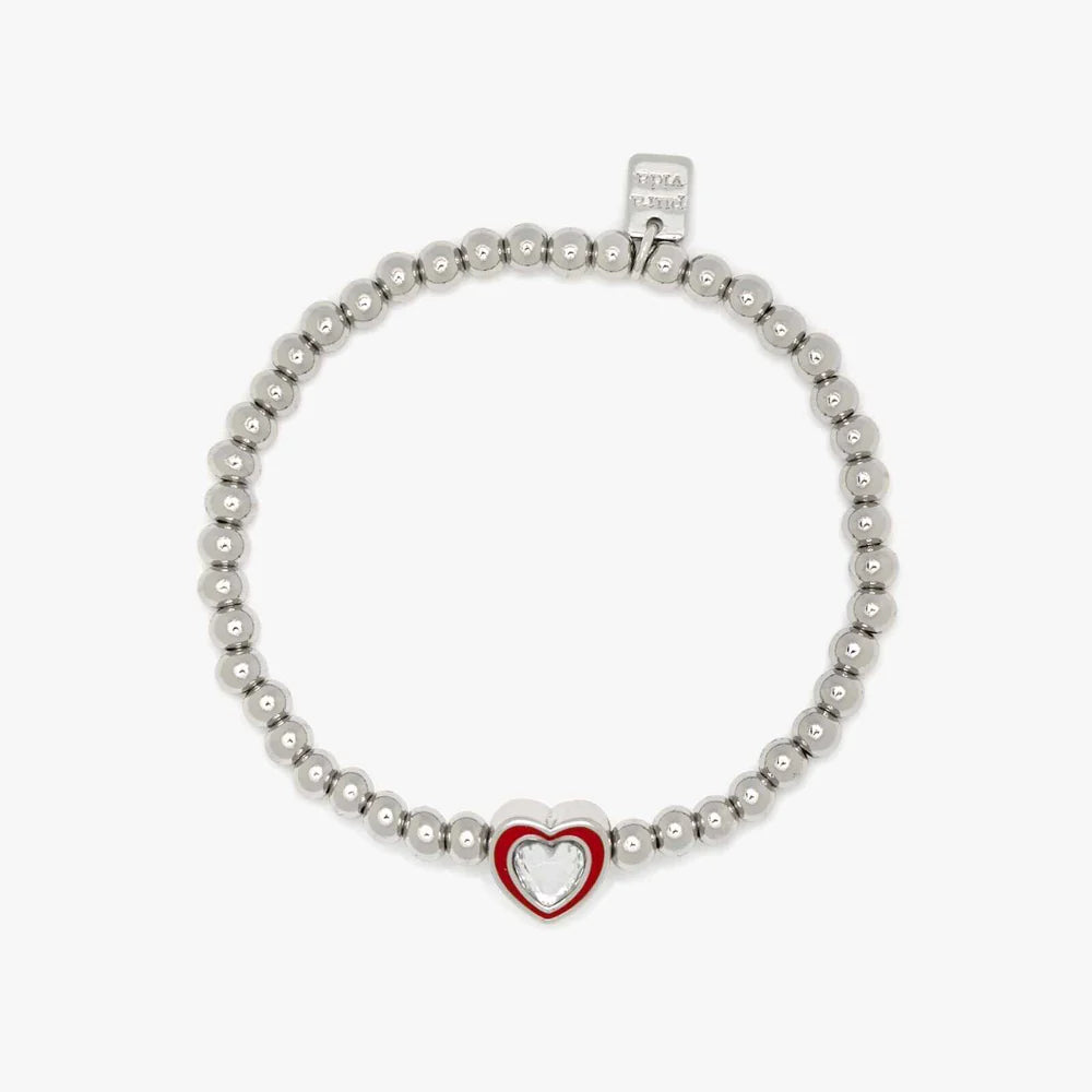 Stone & Enamel Heart Stretch Bracelet (Final Sale)