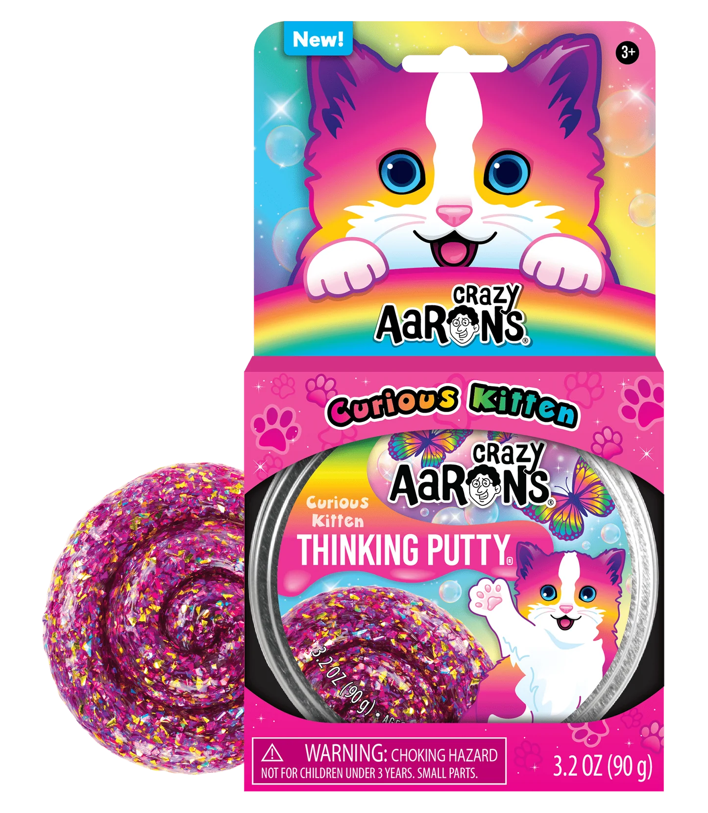 Crazy Aaron's Thinking Putty 4” Tin - Curious Kitten