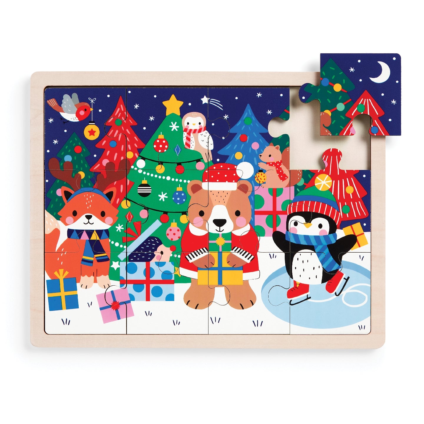 Festive Friends Wood 12 Piece Christmas Puzzle