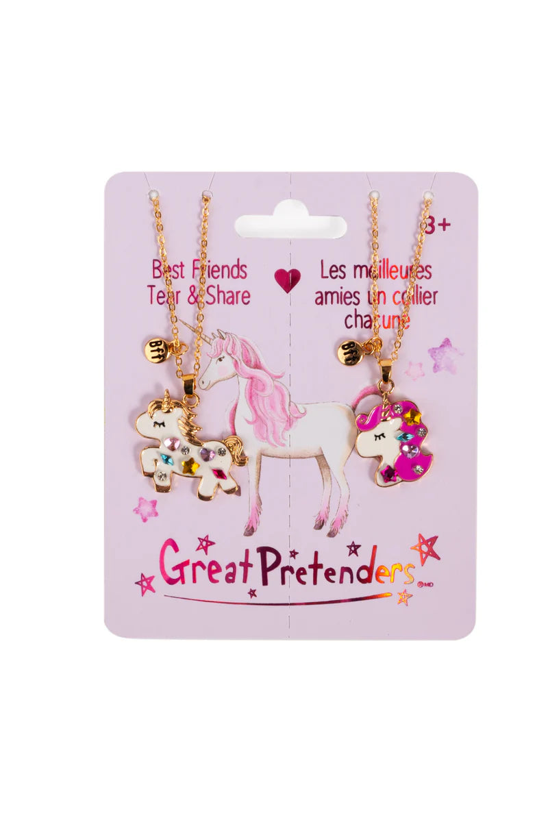 Bejeweled Unicorns Tear and Share Necklaces