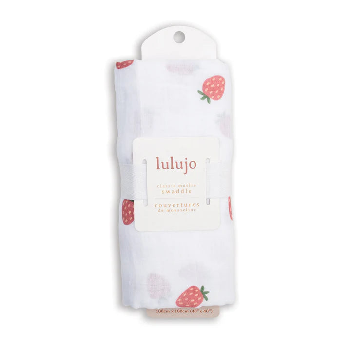 Lulujo Muslin Swaddle - Strawberries