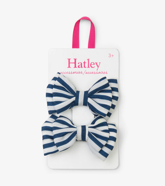 Hatley Hair Clips - Navy Stripe Bows