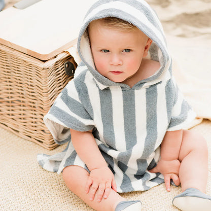 Petit Lem Beach Poncho - Faded Blue Stripes