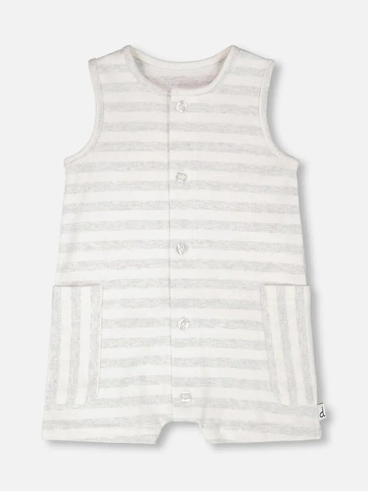 Deux par Deux Romper - Grey Stripes