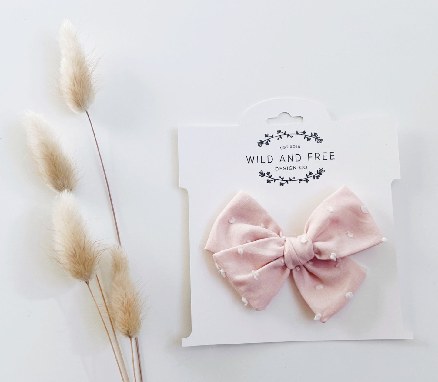 Blush Swiss Dot Bow Baby Headband