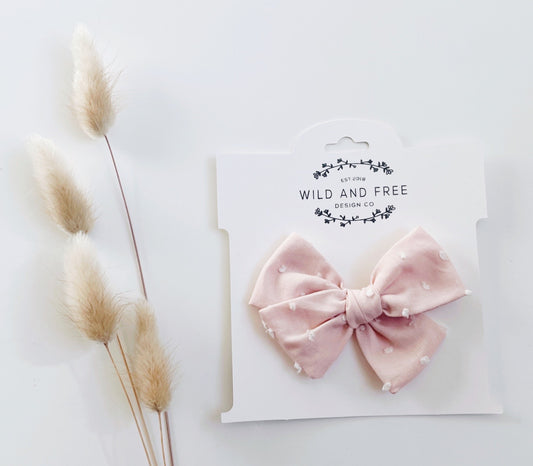 Blush Swiss Dot Bow Baby Headband