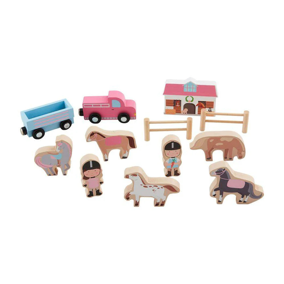 Mud Pie Wood Horse Set