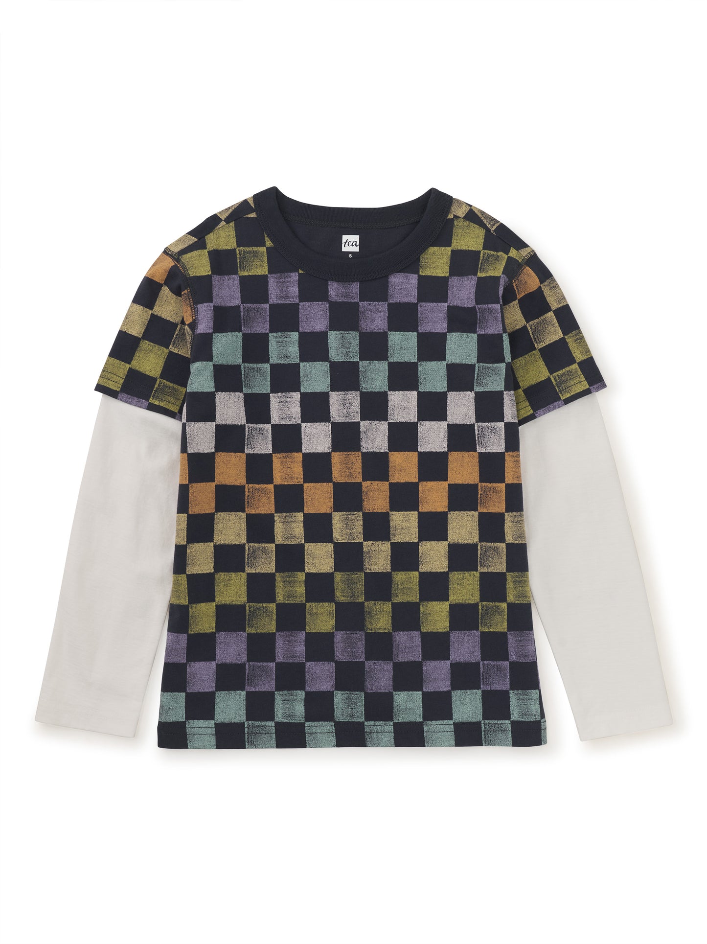 Tea Collection Layered Tee - Checkerboard