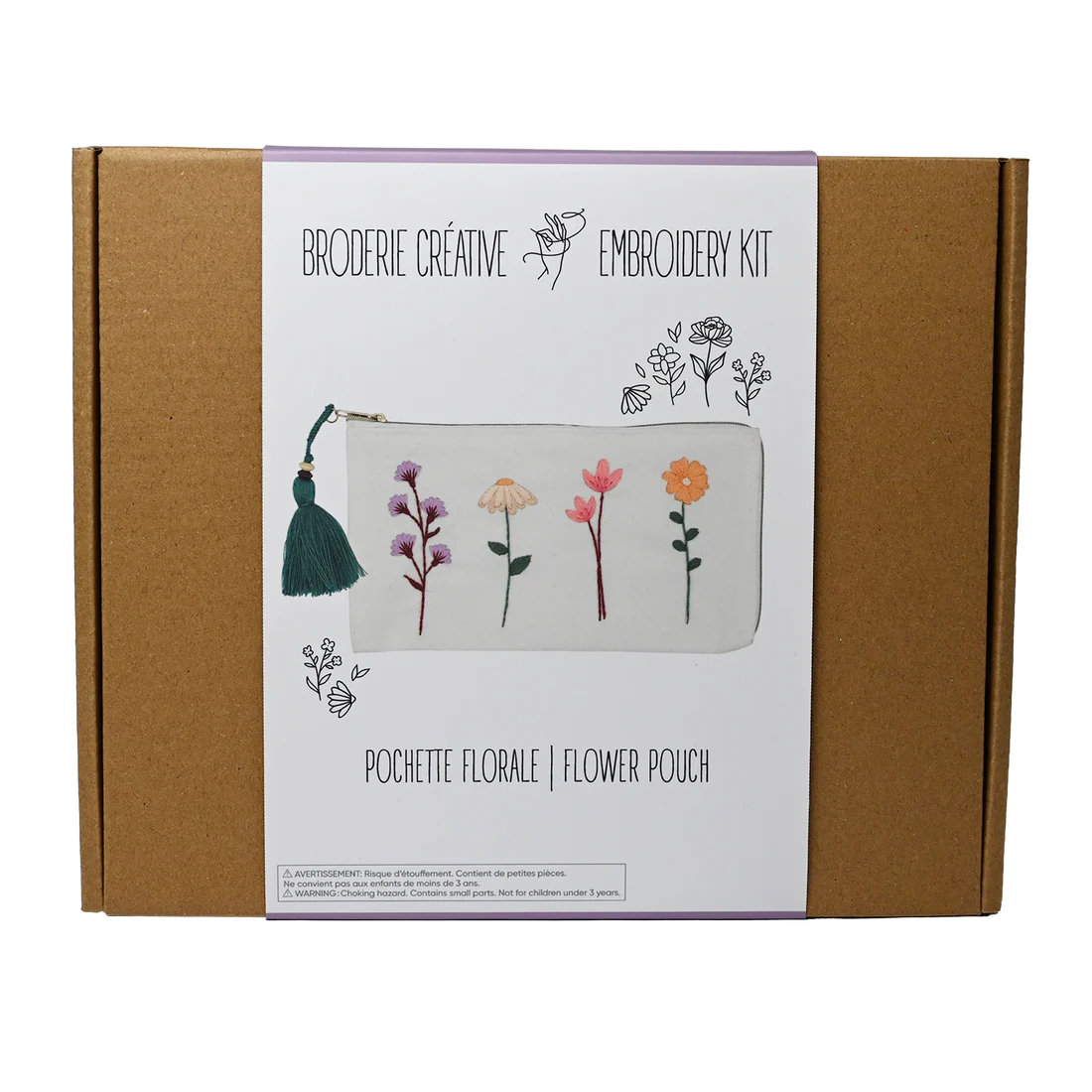 Flower Embroidery Pouch Kit