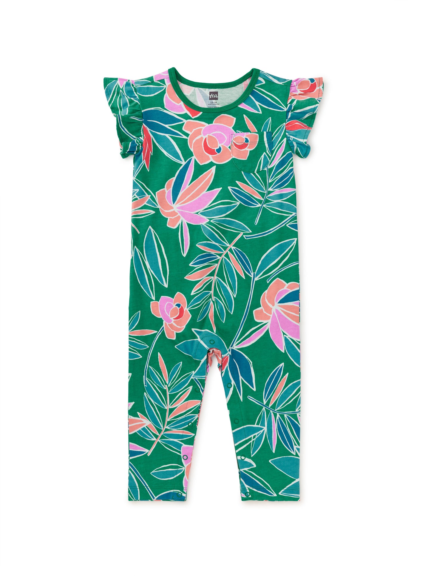 Tea Collection Baby Romper - Tropical Gardenias