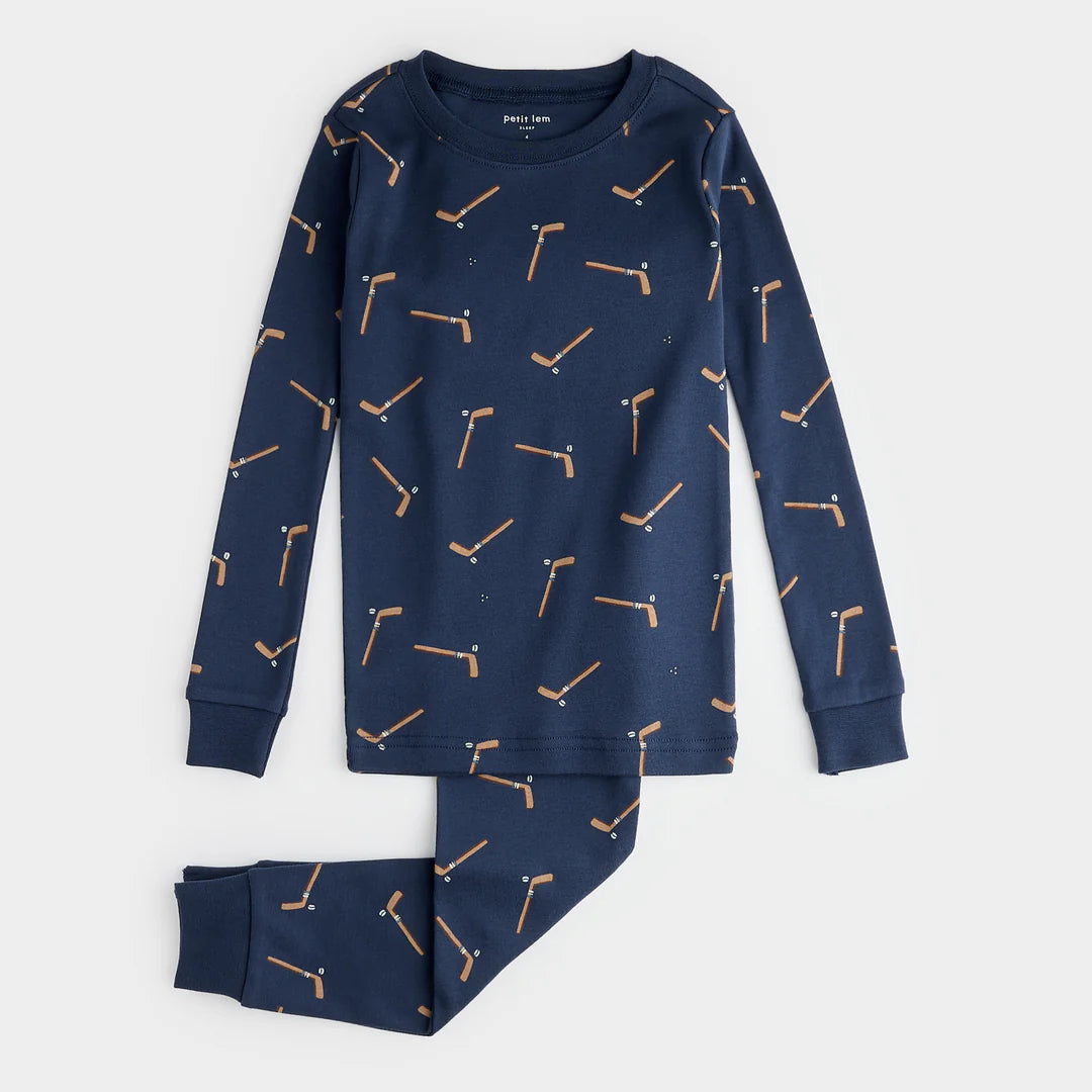 Petit Lem Organic Cotton PJs - Hockey Stick