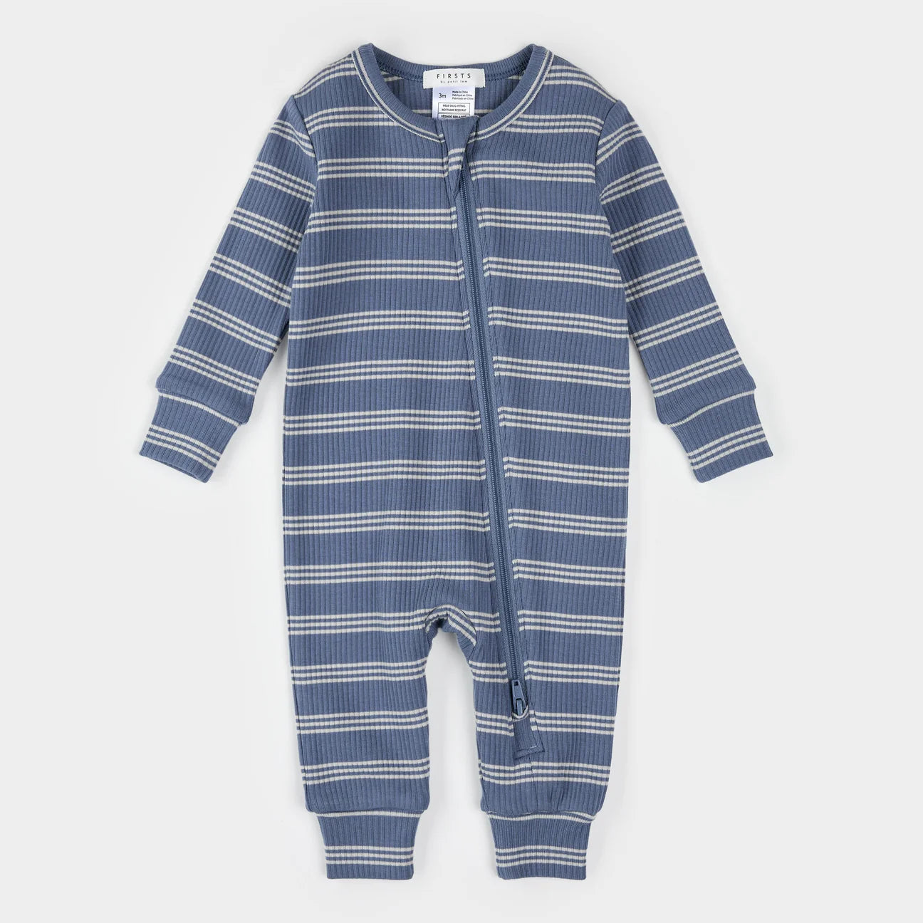 Petit Lem Organic Cotton Footless Sleeper - Denim Blue Stripes