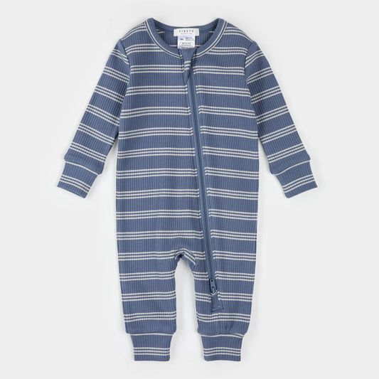 Petit Lem Organic Cotton Footless Sleeper - Denim Blue Stripes
