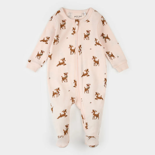 Reindeer on Pink Organic Cotton Sleeper