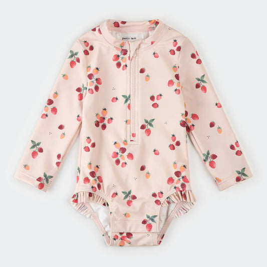 Petit Lem Long Sleeve Swimsuit - Strawberries