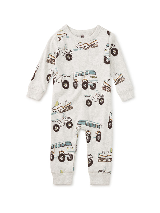 Tea Collection Baby Romper - Snow Vehicles