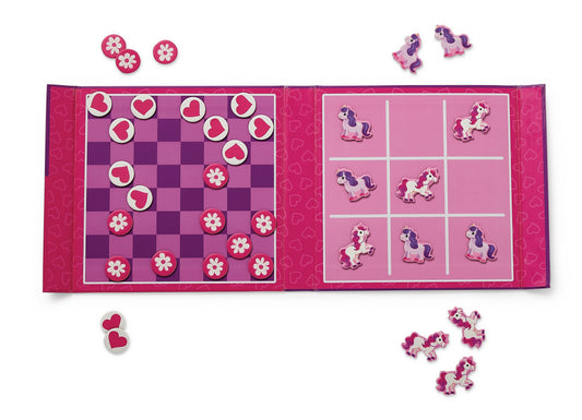 Magnetic Unicorn Tic Tac Toe & Checkers