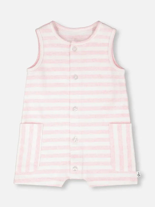 Deux par Deux Romper - Pink Stripes