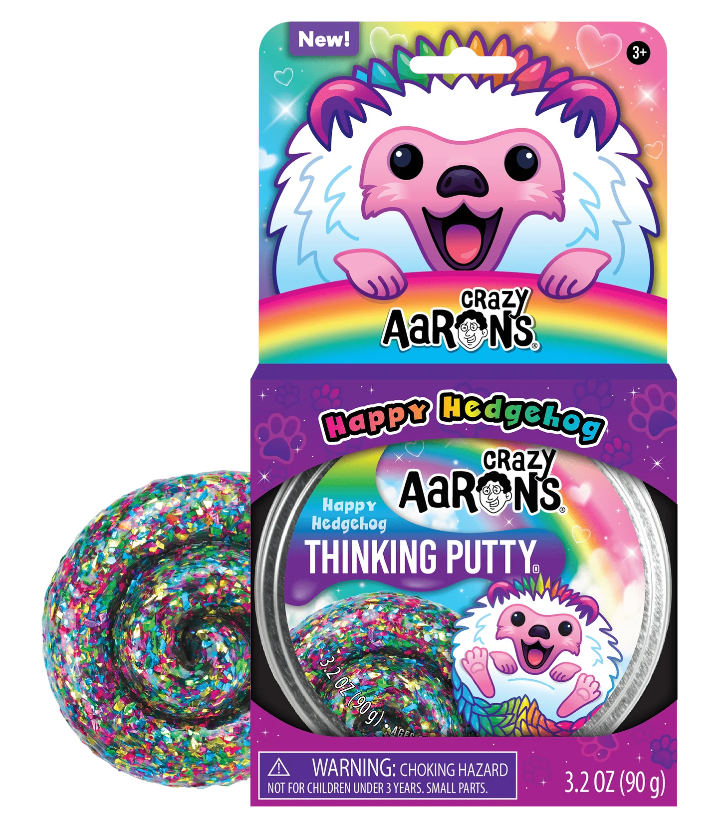Crazy Aaron's Thinking Putty 4” Tin - Happy Hedgehog