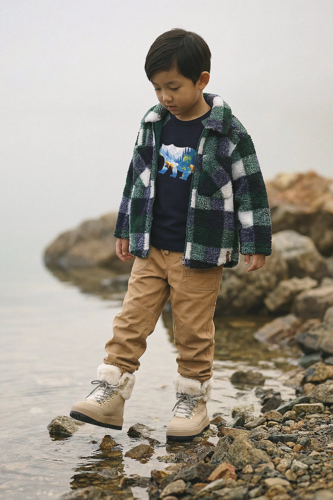 Deux par Deux Long Sleeve Tee - Landscape Bear