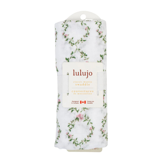 Lulujo Muslin Swaddle - Rose Trellis