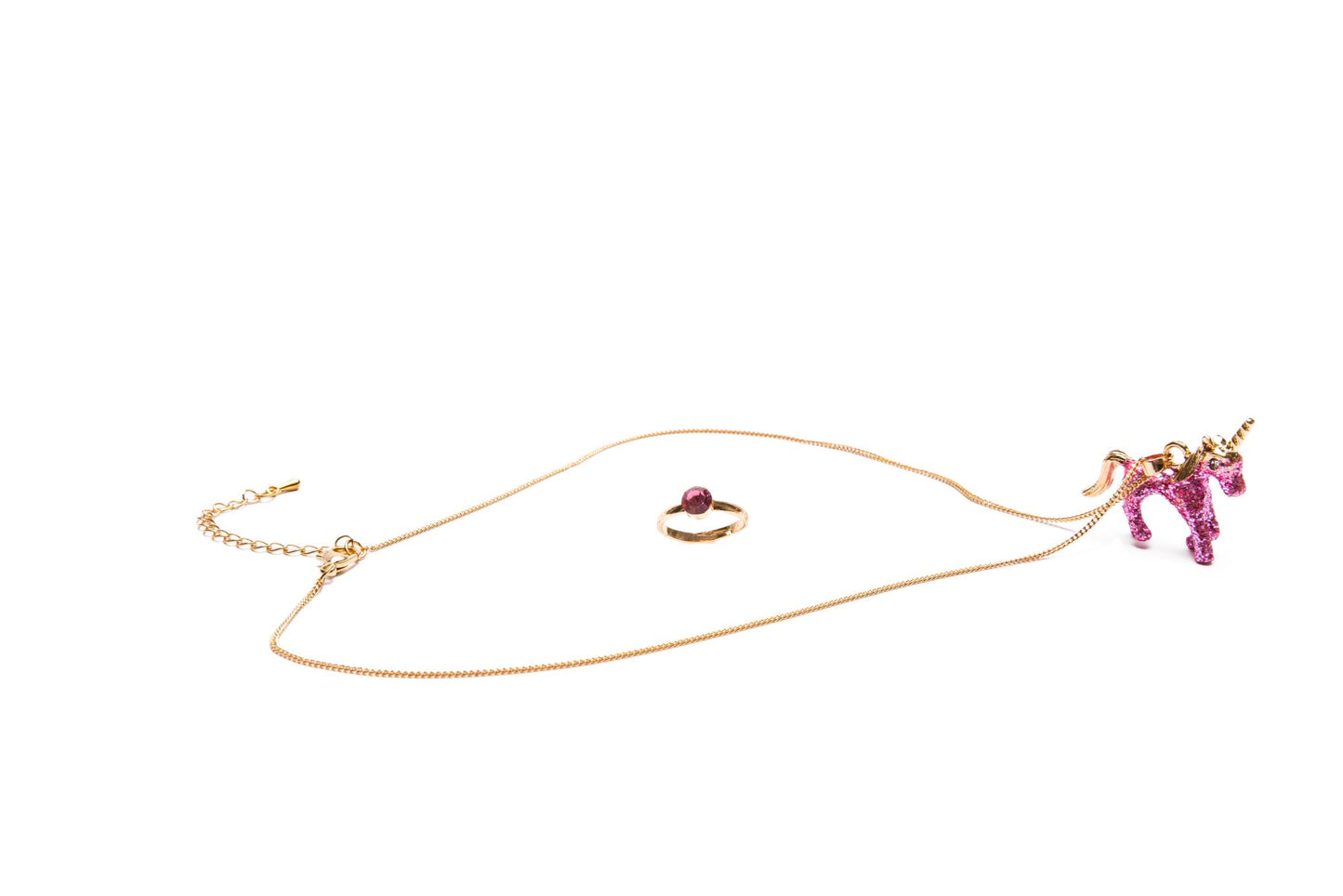 Great Pretenders Necklace & Ring Set - Glitter Pink Unicorn