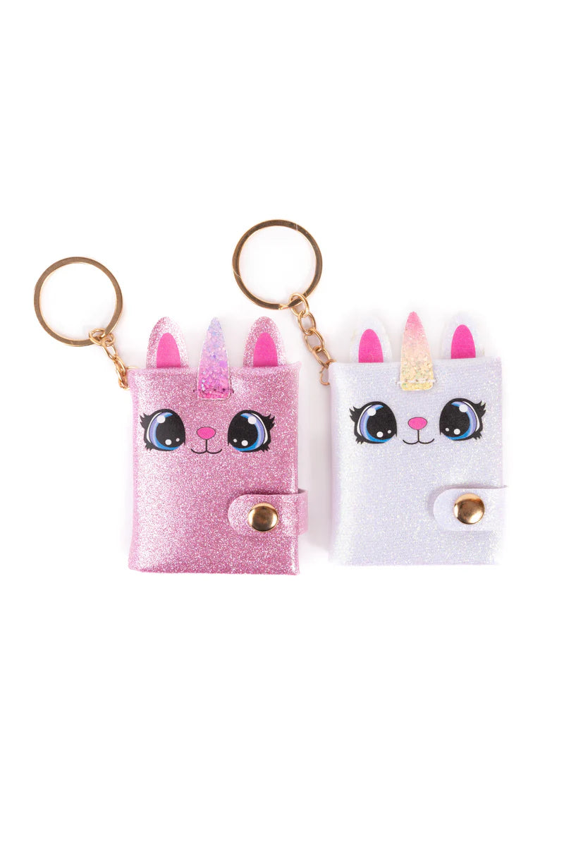 Mini Sparkly Caticorn Keychain Journal