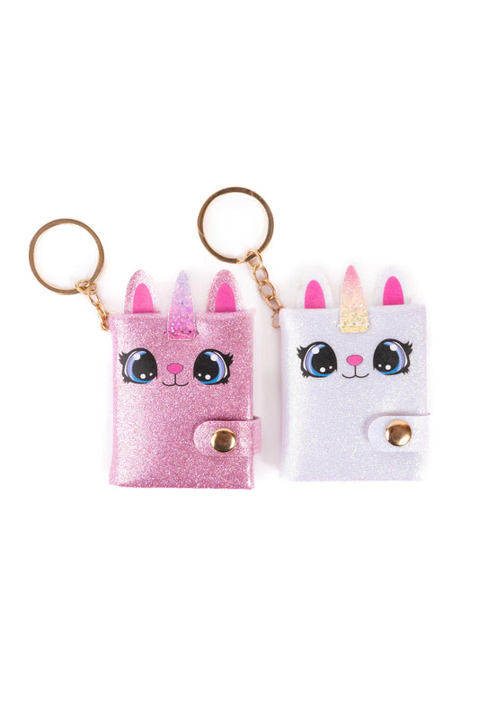 Mini Sparkly Caticorn Keychain Journal
