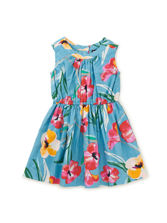 Tea Collection Dress - Blue Painterly Hibiscus