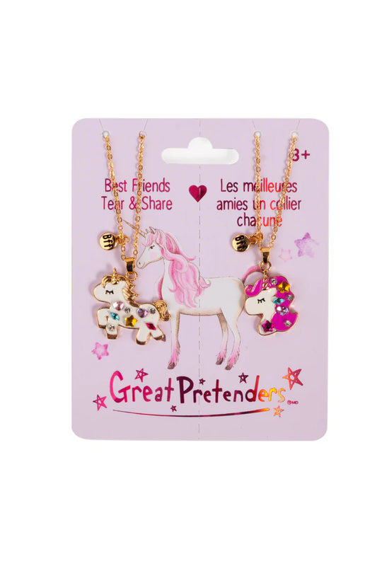 Bejeweled Unicorns Tear and Share Necklaces