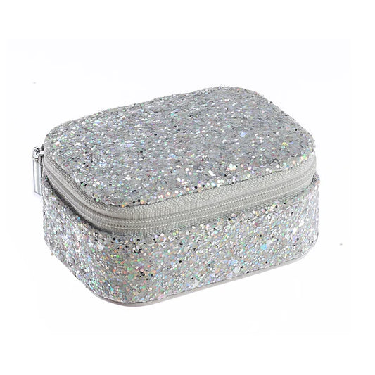 Silver Confetti Glitter Mini Jewelry Box