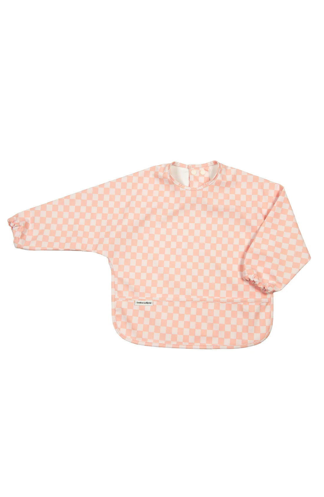 Loulou Lollipop Long Sleeve Waterproof Bib - Pink Checkerboard