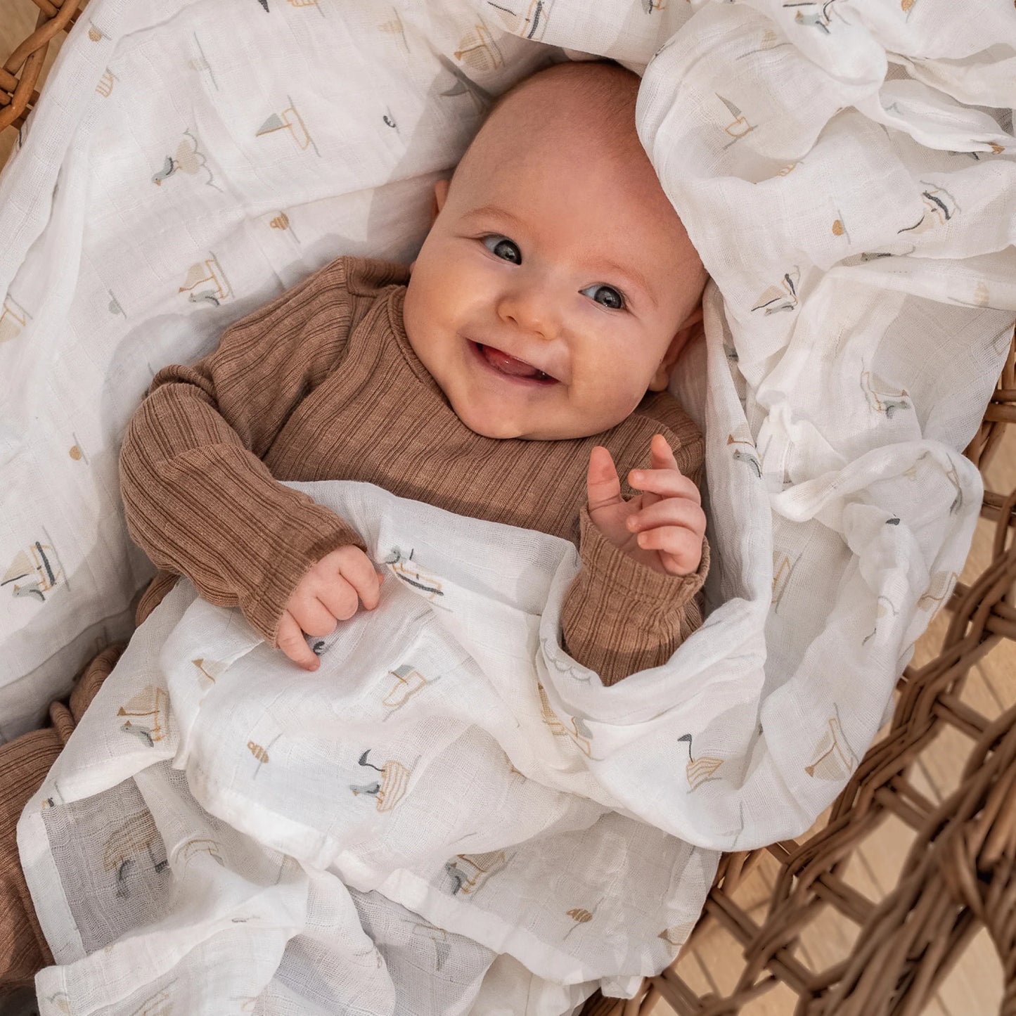 Perlimpinpin Muslin Swaddle - Boats