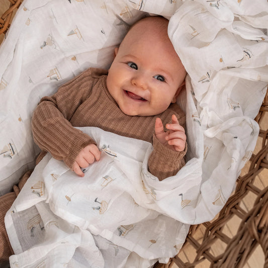 Perlimpinpin Muslin Swaddle - Boats