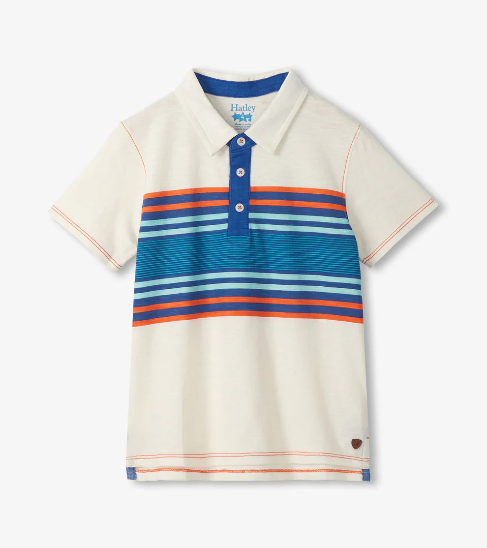 Vintage Colour Block Stripes Polo Shirt