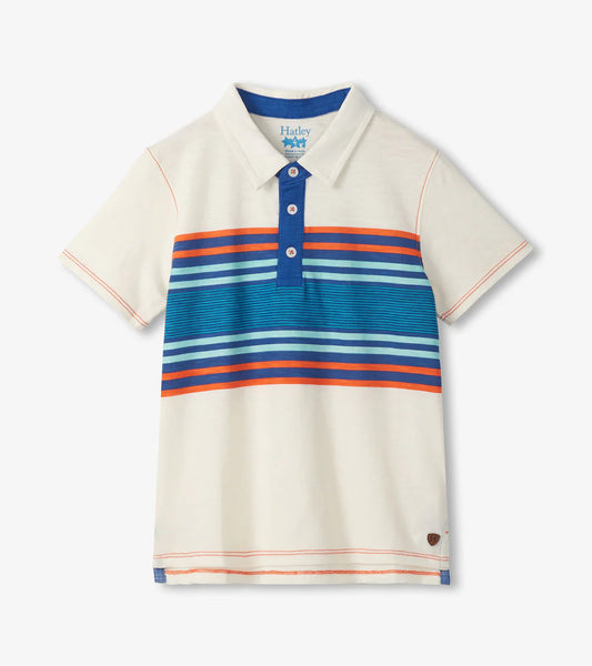 Vintage Colour Block Stripes Polo Shirt