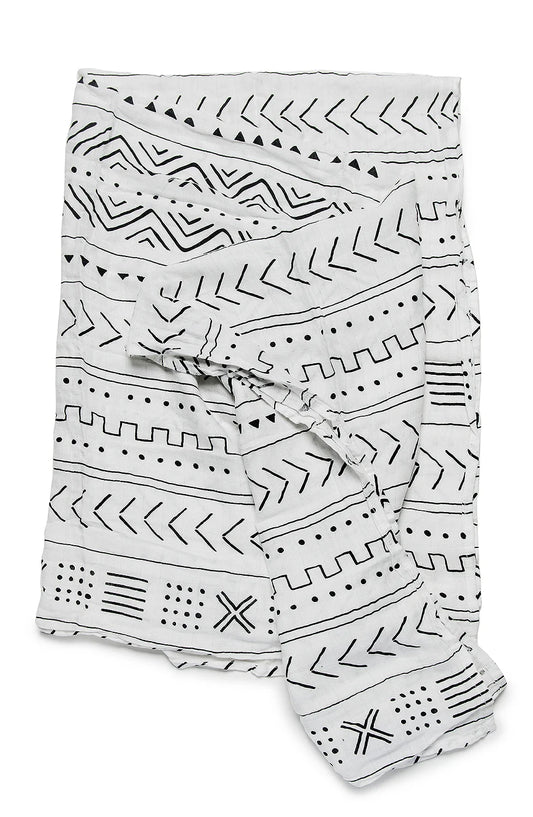 Loulou Lollipop Muslin Swaddle - White Mudcloth (Final Sale)