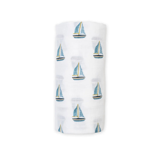 Lulujo Muslin Swaddle - Sailboat