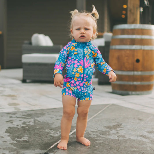Honeysuckle Swim Shorty Sunsuit - Bloom Lagoon