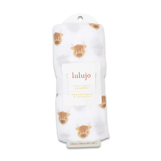 Lulujo Muslin Swaddle - Highland Cows