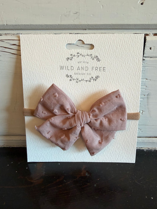 Dusty Rose Swiss Dot Bow Baby Headband