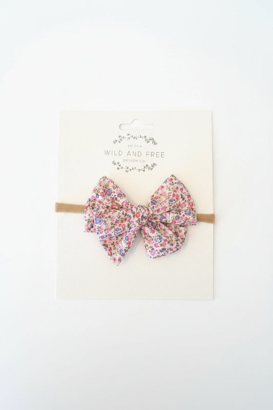 Blush Floral Pinwheel Bow Baby Headband