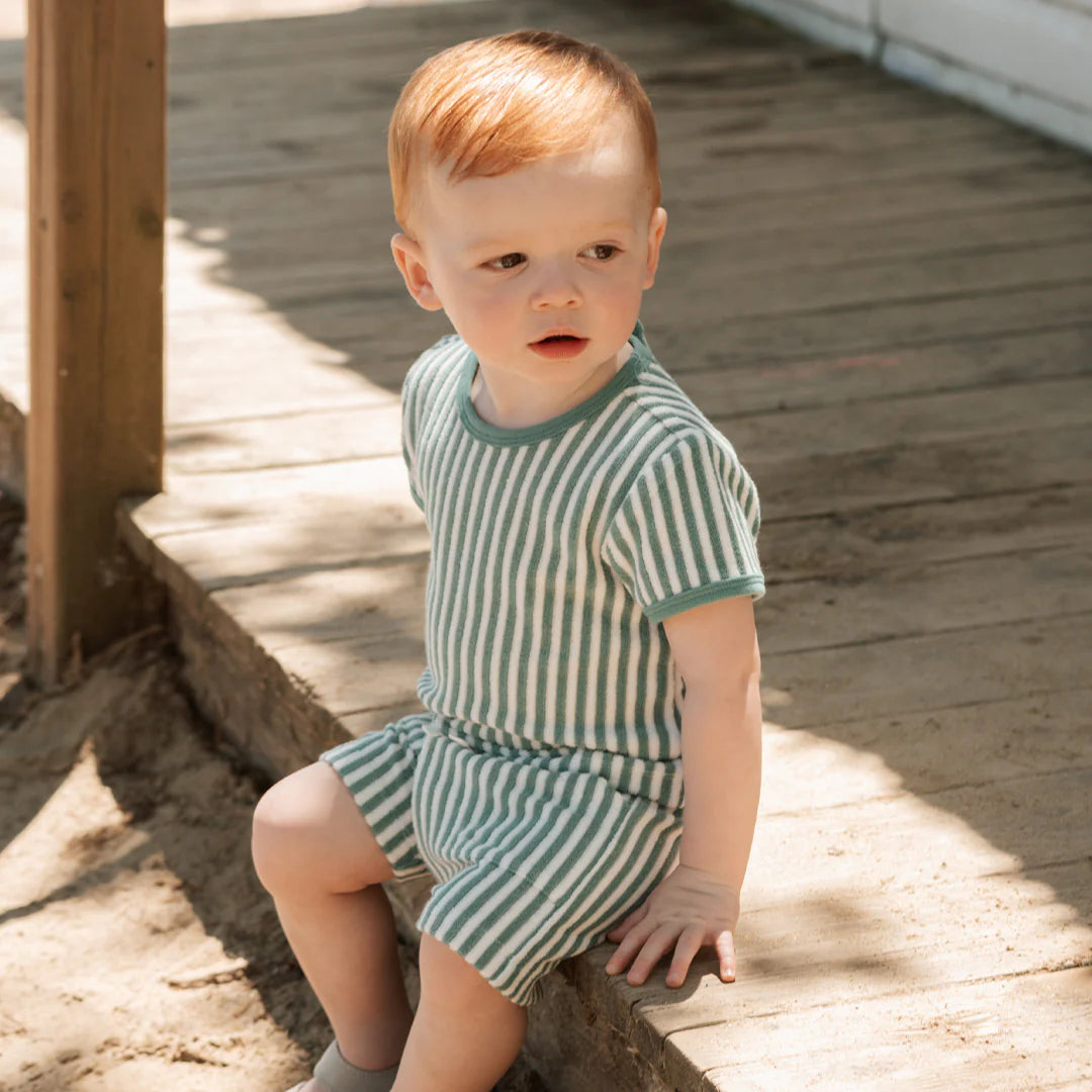 Petit Lem Baby Set - Turquoise Stripe