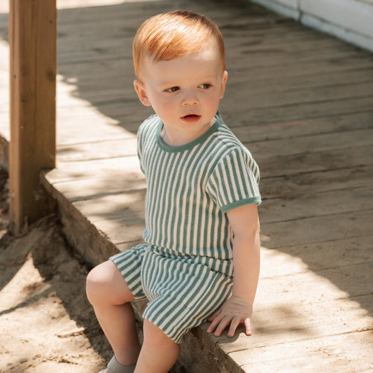 Petit Lem Baby Set - Turquoise Stripe